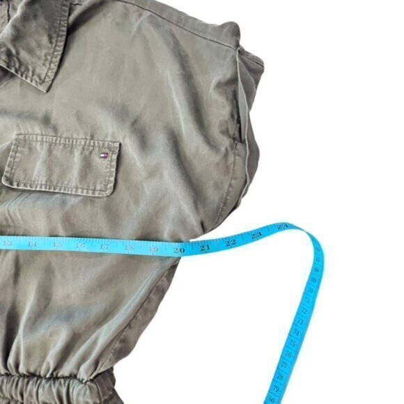 Tommy Hilfiger Utility Dress 10 Army Green Short Sleeve Drawstring Waist TENCEL - Picture 11 of 16